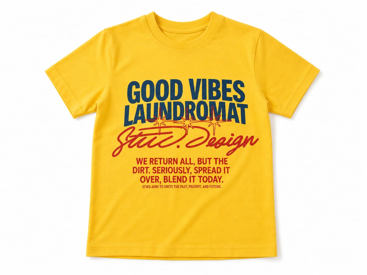 Yellow Pull&Bear printed cotton T-Shirt - Image 4