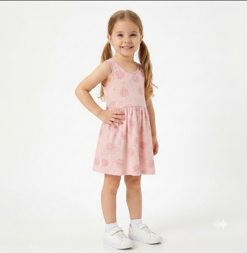 light pink Koton girls sleeveless dress (Original)