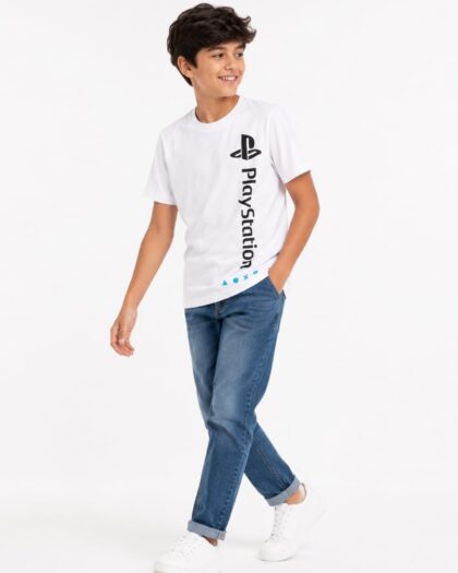 White Pull&Bear PlayStation cotton T-Shirt