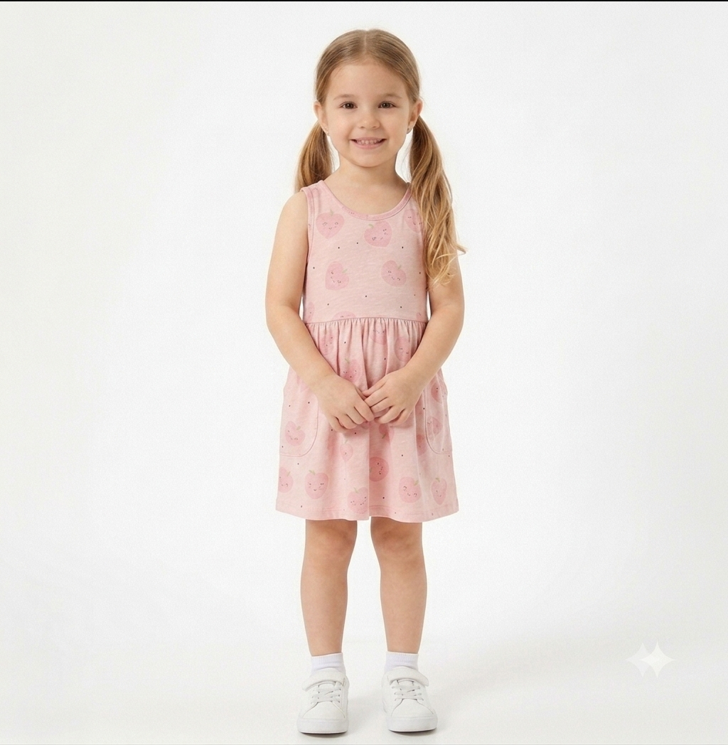 light pink Koton girls sleeveless dress (Original) - Image 2