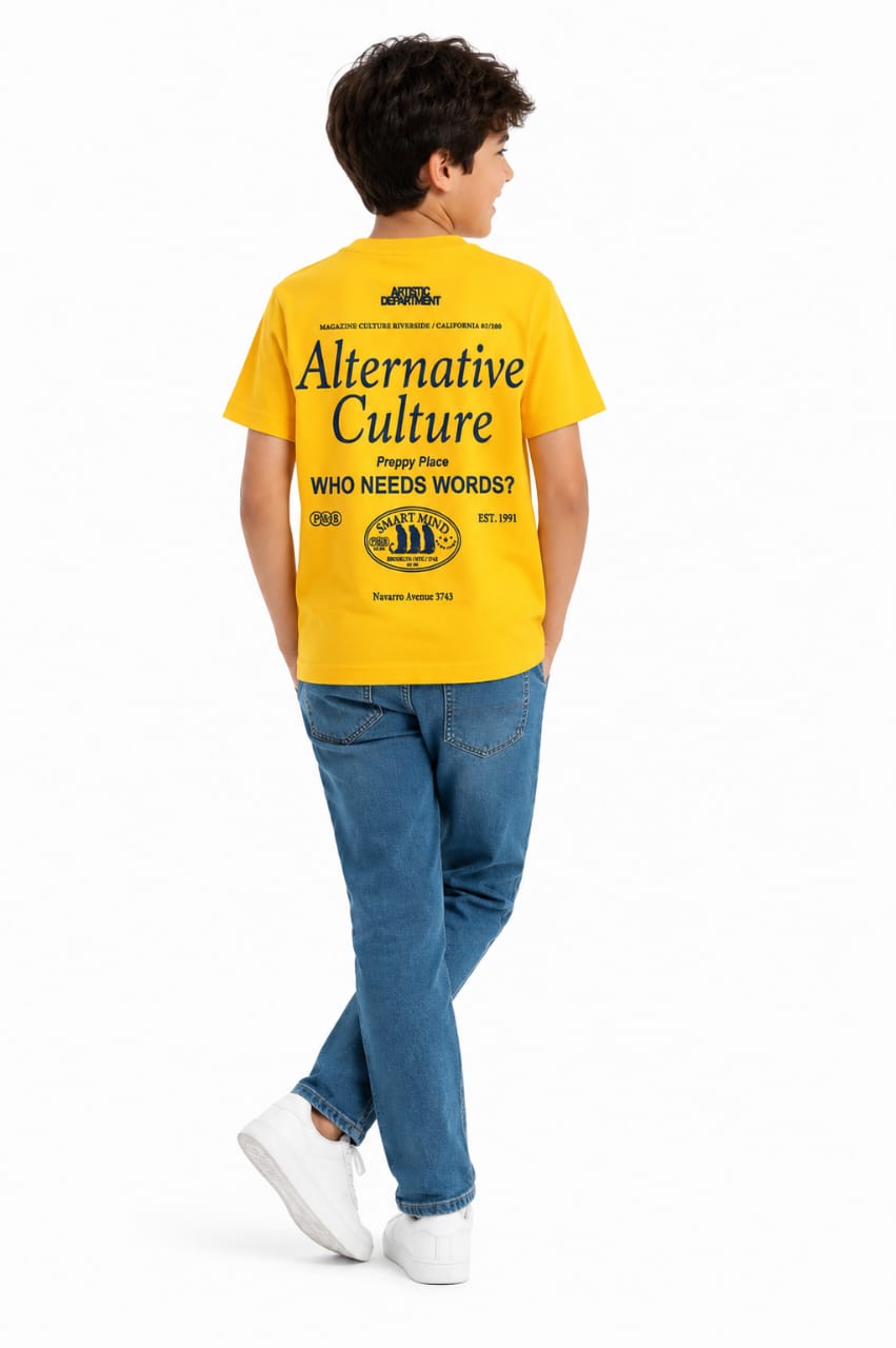 Pull&Bear yellow printed cotton T-shirt - Image 2