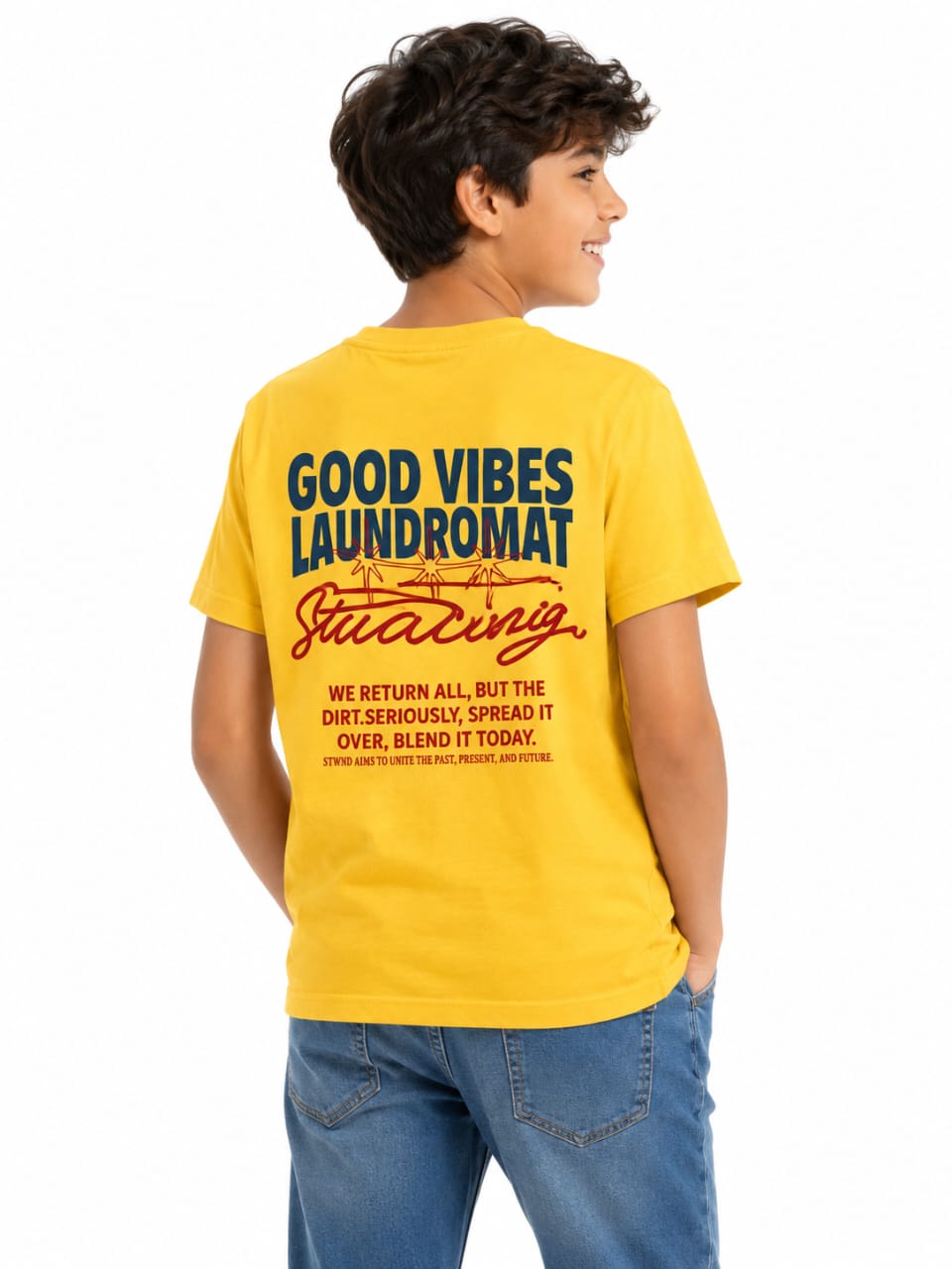 Yellow Pull&Bear printed cotton T-Shirt - Image 2