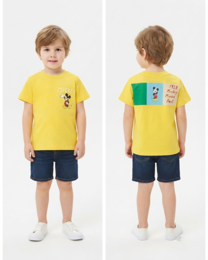 Yellow cotton Mickey Mouse T-shirt for boys