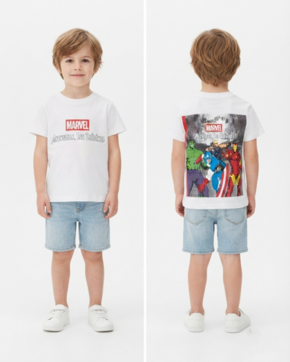 White cotton Marvel Avengers T-shirt for boys