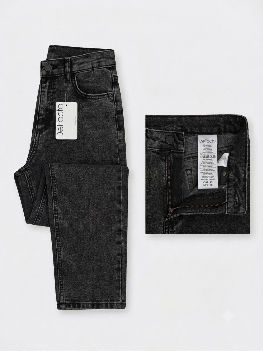 DeFacto unisex black denim jeans (Original) - Image 3