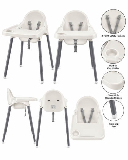 Baby feeding chair with three different colors.